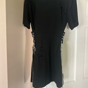 AKIRA Black Mini Dress with Side Lace-Up Chains